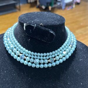 Vintage Gold Tone Faux Pearls Multi-Strand Necklace 16”